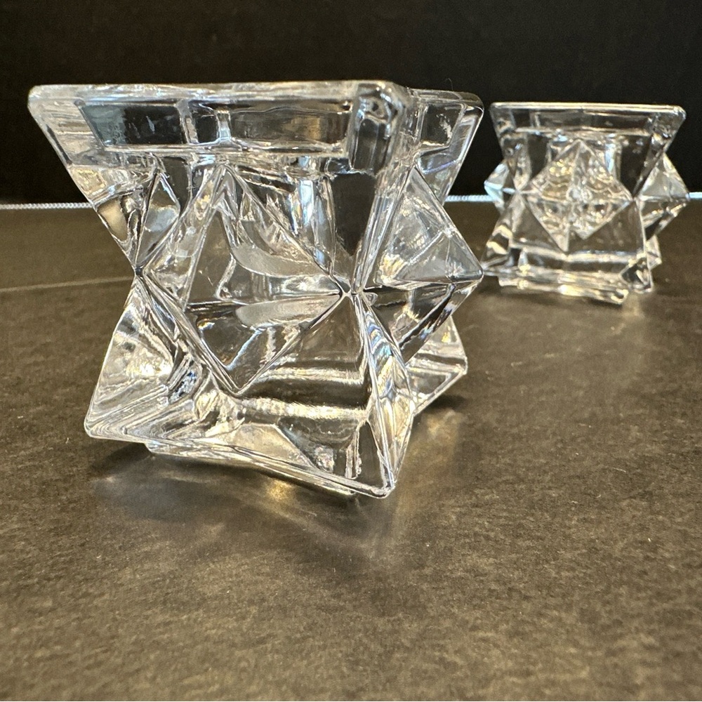 Pointed Small Geometric 8-pt Star/Sunburst Shaped Pr. of 2 Taper Candle Holders